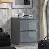 FWStyle Stora 2 Drawer Bedside Cabinet - Grey Gloss Front