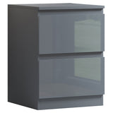 FWStyle Stora 2 Drawer Bedside Cabinet - Grey Gloss Front
