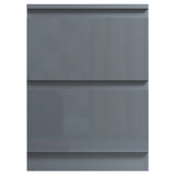 FWStyle Stora 2 Drawer Bedside Cabinet - Grey Gloss Front