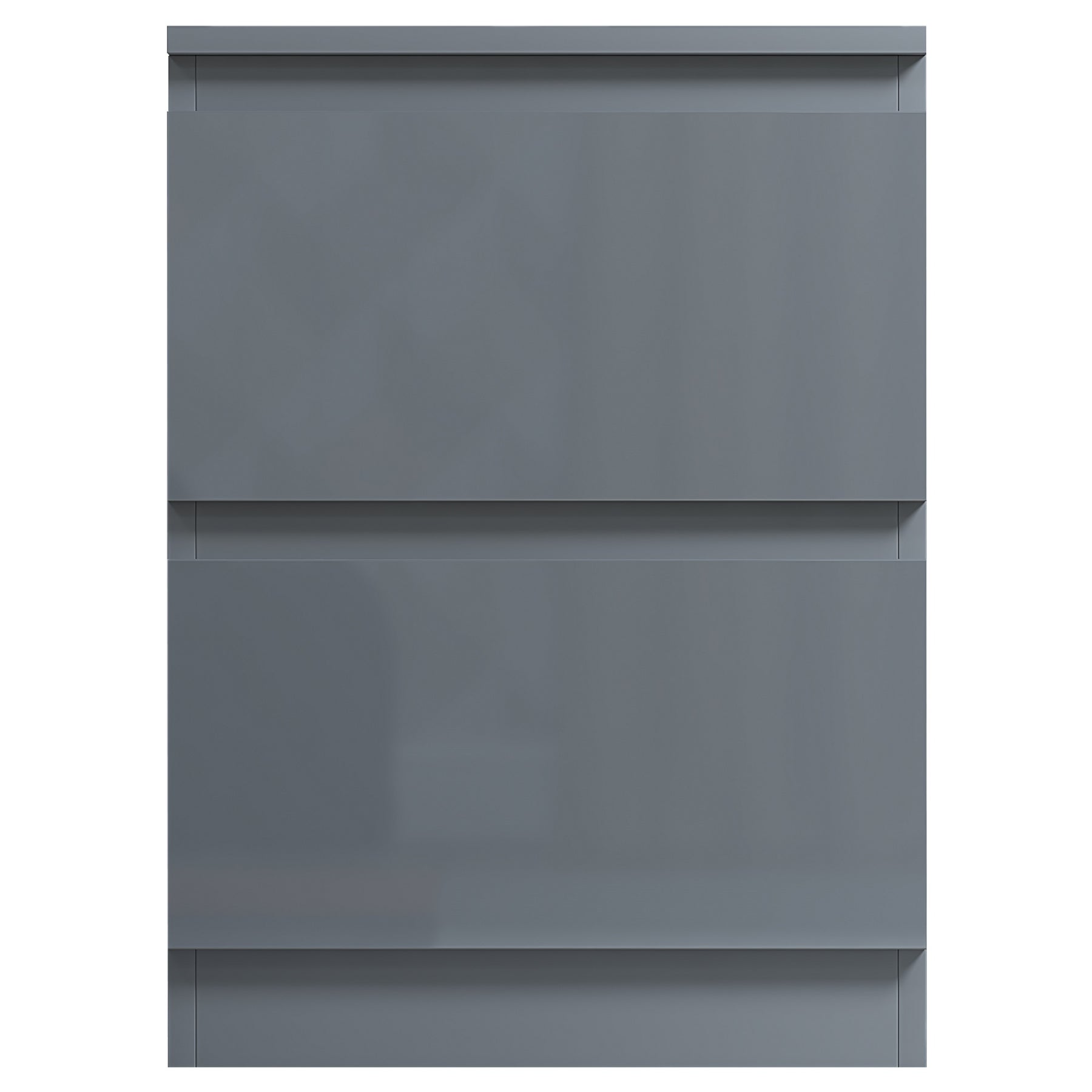 FWStyle Stora 2 Drawer Bedside Cabinet - Grey Gloss Front