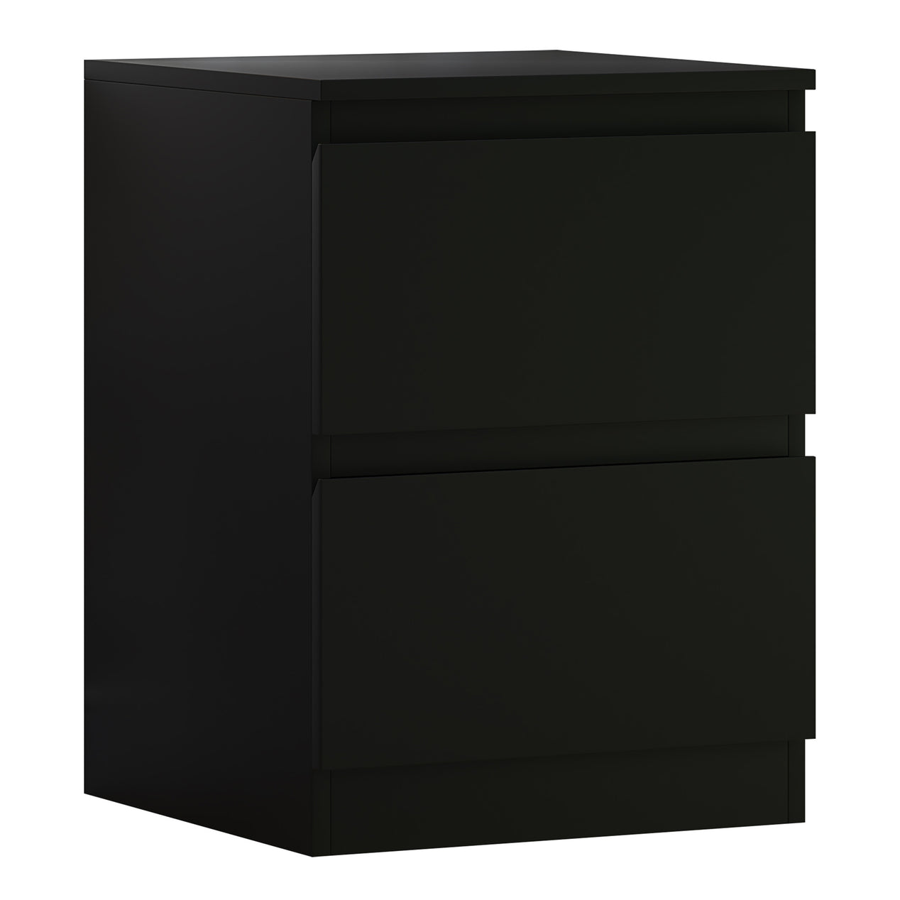 FWStyle Stora 2 Drawer Bedside Cabinet - Matt Black