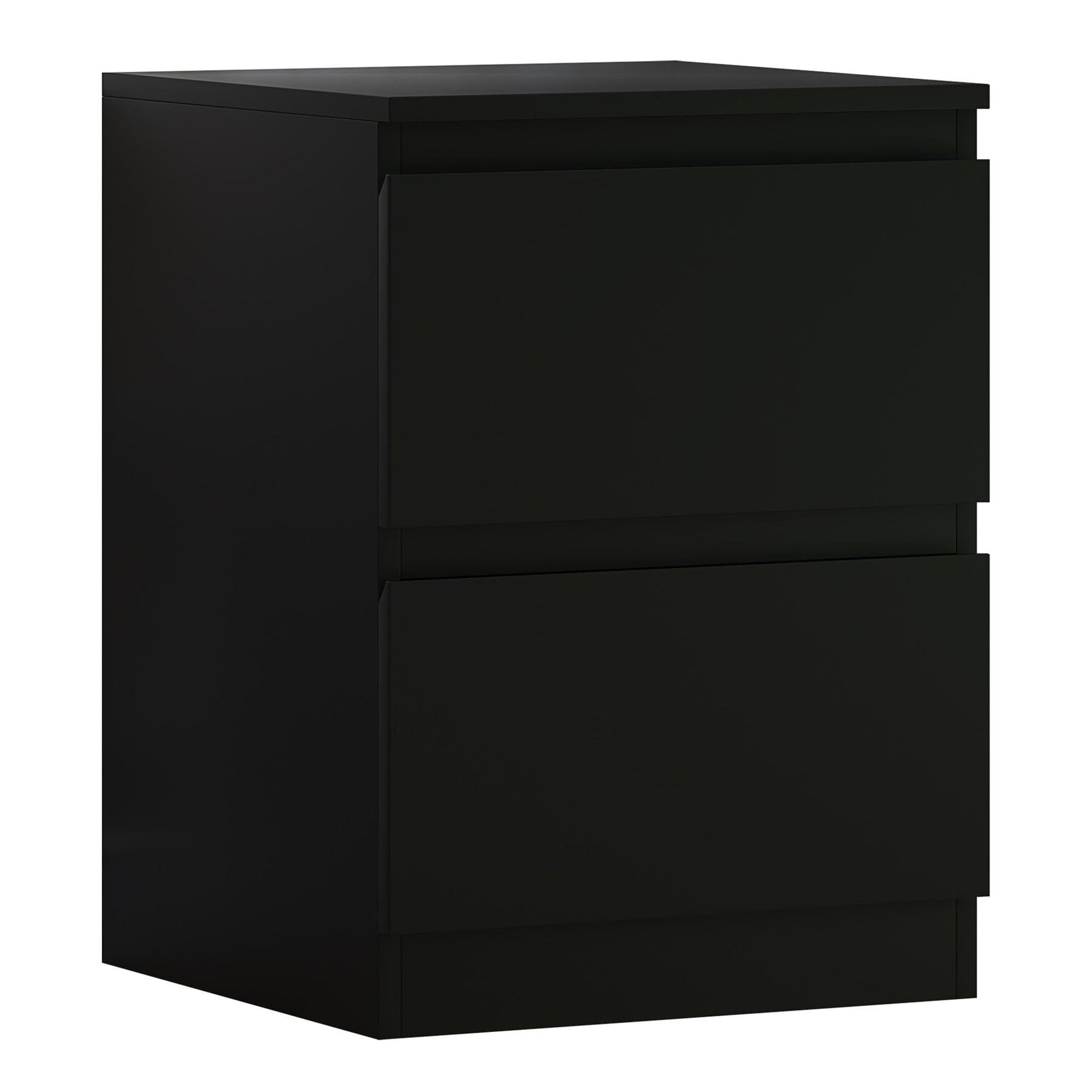 FWStyle Stora 2 Drawer Bedside Cabinet - Matt Black
