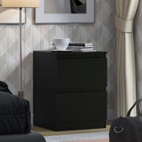 FWStyle Stora 2 Drawer Bedside Cabinet - Matt Black