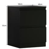 FWStyle Stora 2 Drawer Bedside Cabinet - Matt Black