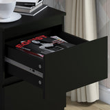 FWStyle Stora 2 Drawer Bedside Cabinet - Matt Black