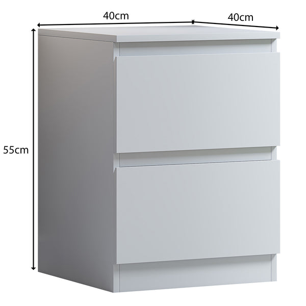FWStyle Stora 2 Drawer Bedside Cabinet - Matt White