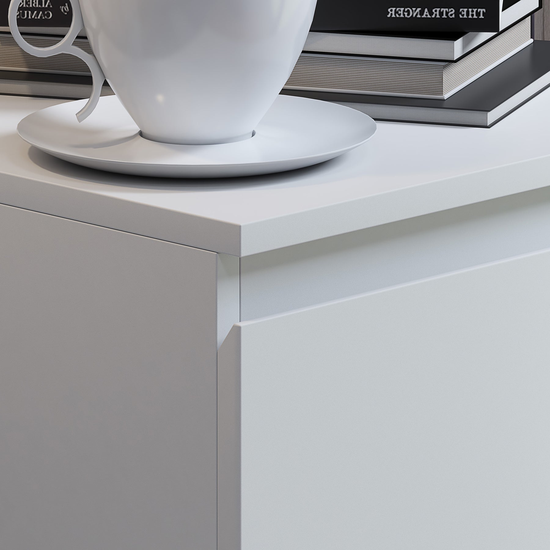 FWStyle Stora 2 Drawer Bedside Cabinet - Matt White