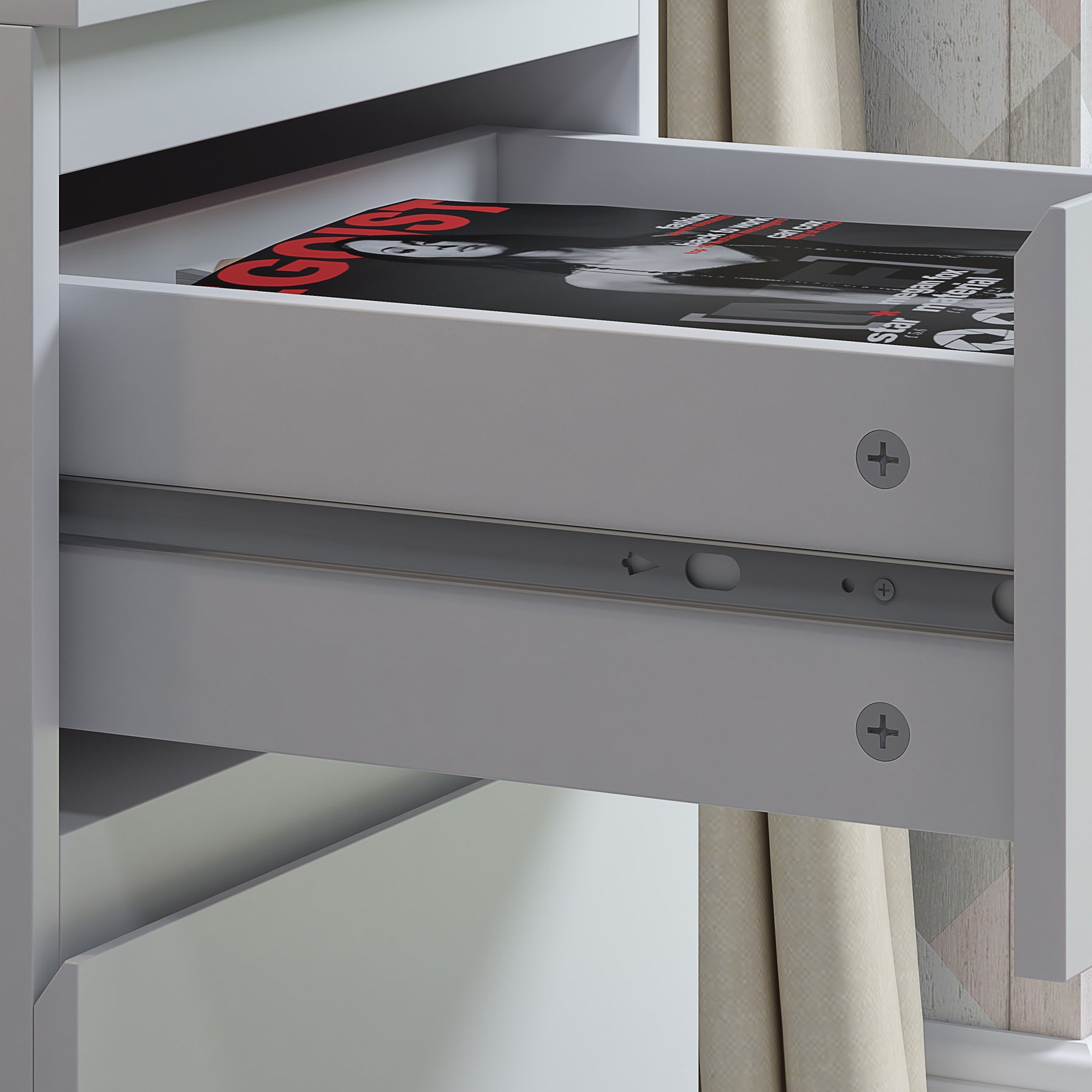 FWStyle Stora 2 Drawer Bedside Cabinet - Matt White