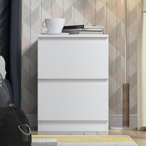 FWStyle Stora 2 Drawer Bedside Cabinet - Matt White