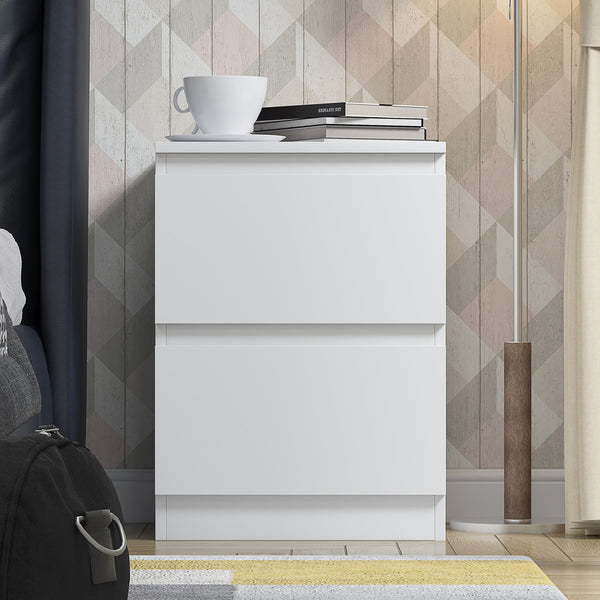 FWStyle Stora 2 Drawer Bedside Cabinet - Matt White