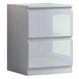 FWStyle Stora 2 Drawer Bedside Cabinet - White Gloss Front