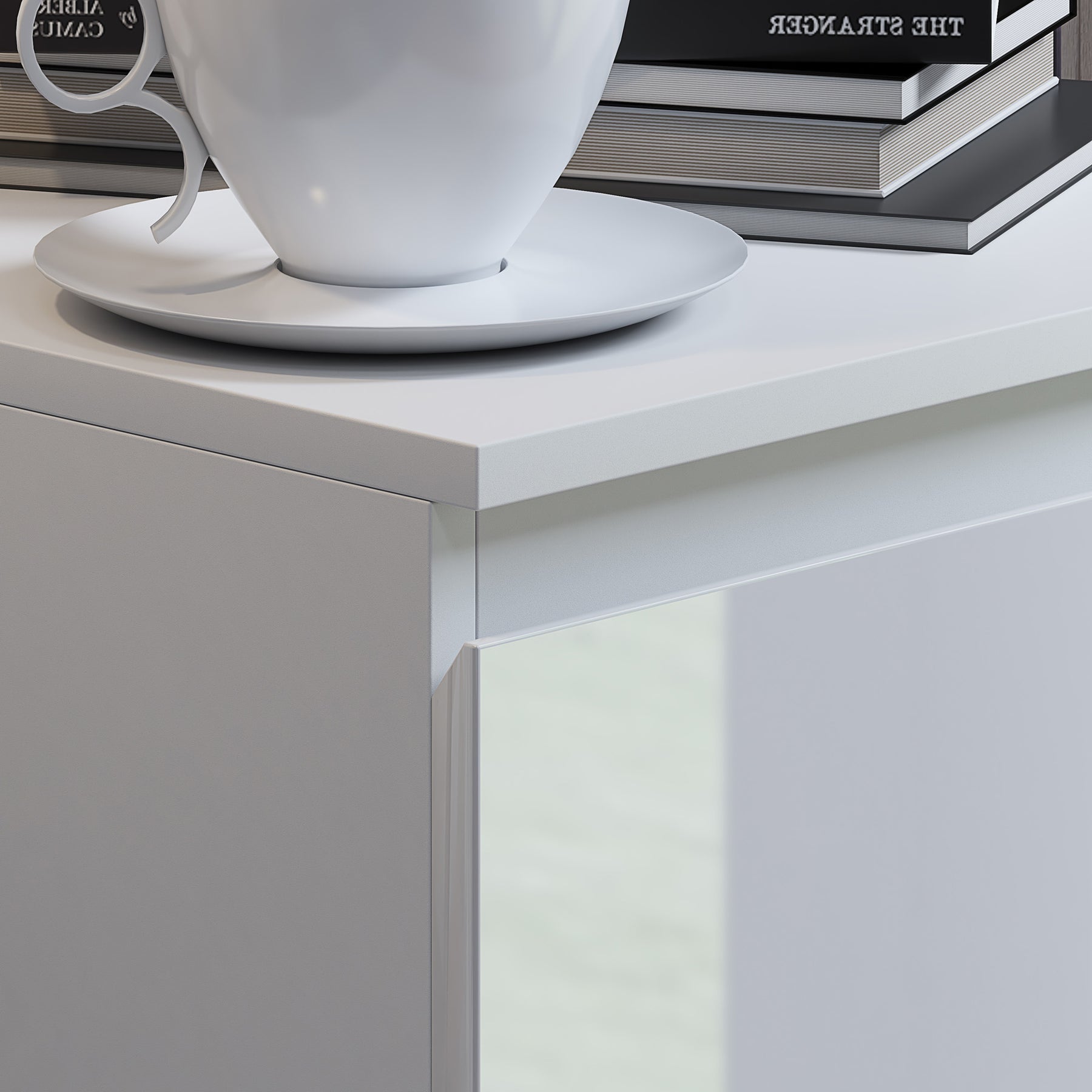 FWStyle Stora 2 Drawer Bedside Cabinet - White Gloss Front