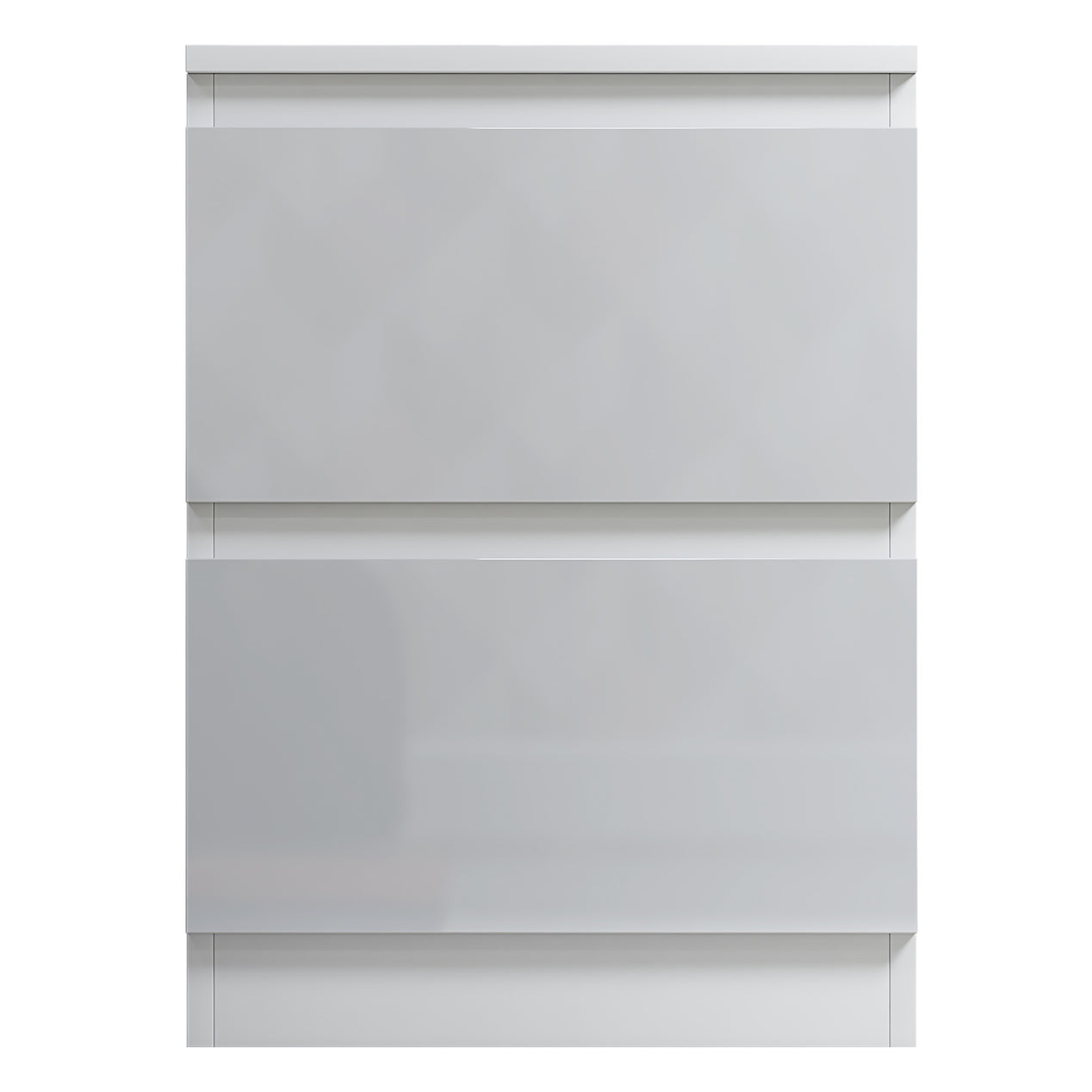 FWStyle Stora 2 Drawer Bedside Cabinet - White Gloss Front