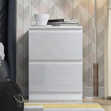 FWStyle Stora 2 Drawer Bedside Cabinet - White Gloss Front