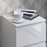 FWStyle Stora 2 Drawer Bedside Cabinet - White Gloss Front