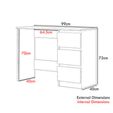 FWStyle Stora 3 Drawer Dressing Table - White Gloss Front