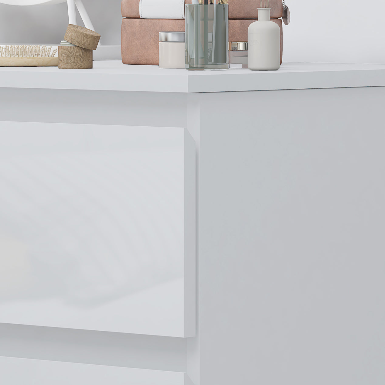 FWStyle Stora 3 Drawer Dressing Table - White Gloss Front