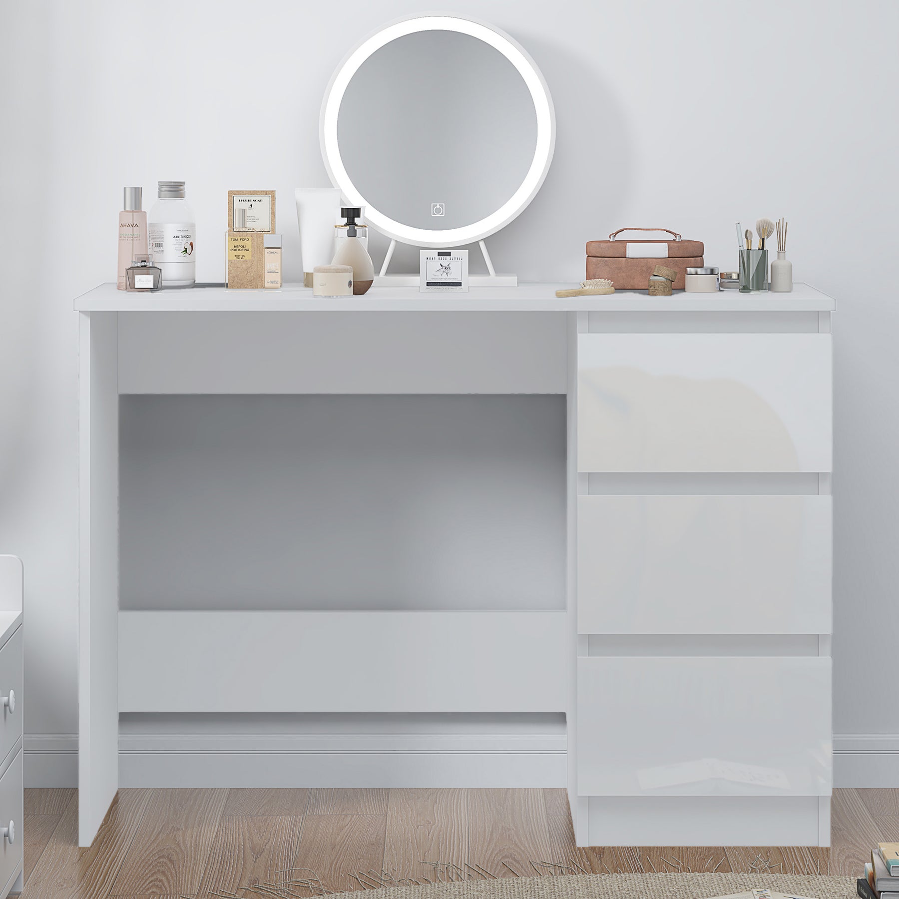 FWStyle Stora 3 Drawer Dressing Table - White Gloss Front