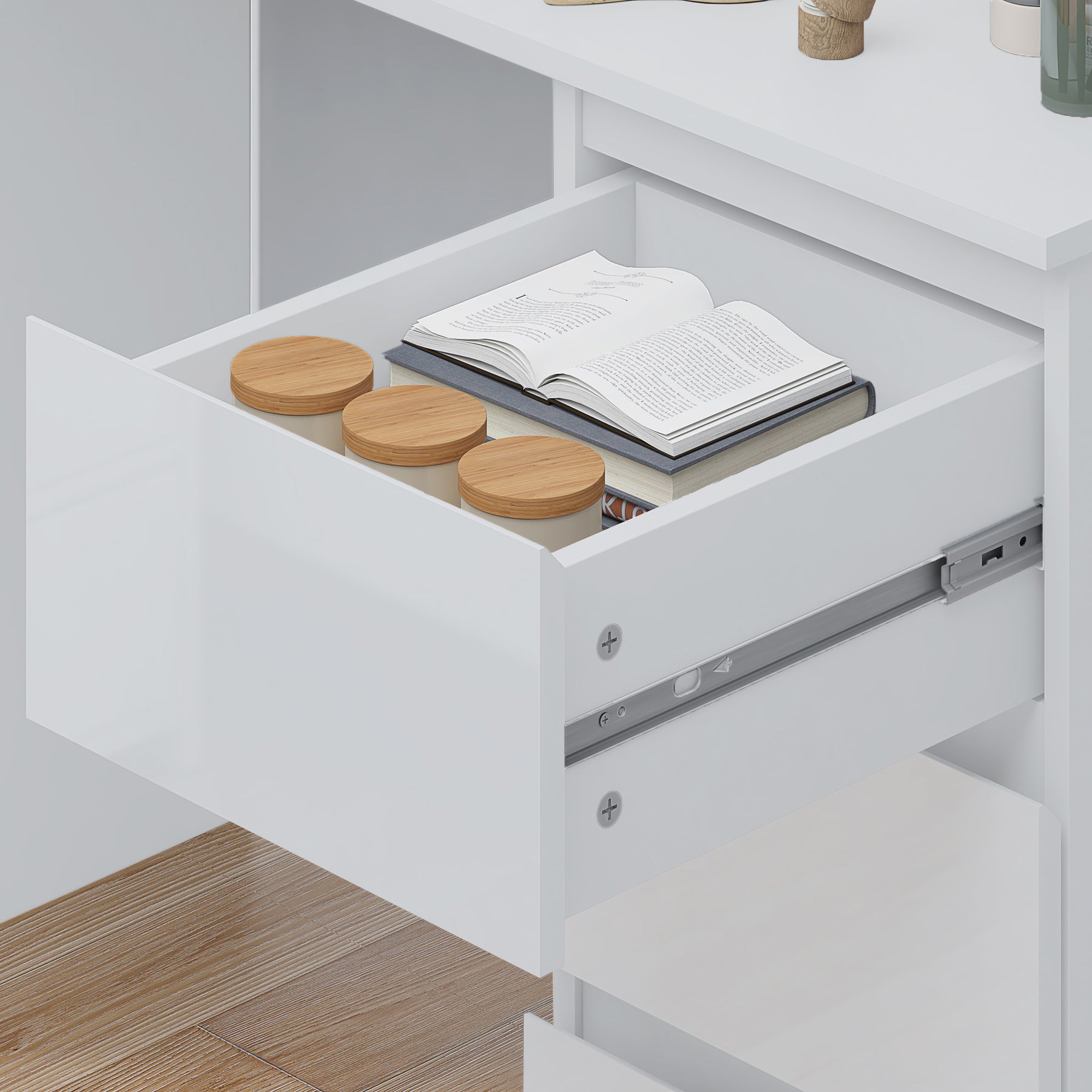 FWStyle Stora 3 Drawer Dressing Table - White Gloss Front