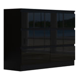FWStyle Stora 7 Drawer Merchant Chest Of Drawers - Black Gloss Front