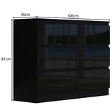 FWStyle Stora 7 Drawer Merchant Chest Of Drawers - Black Gloss Front