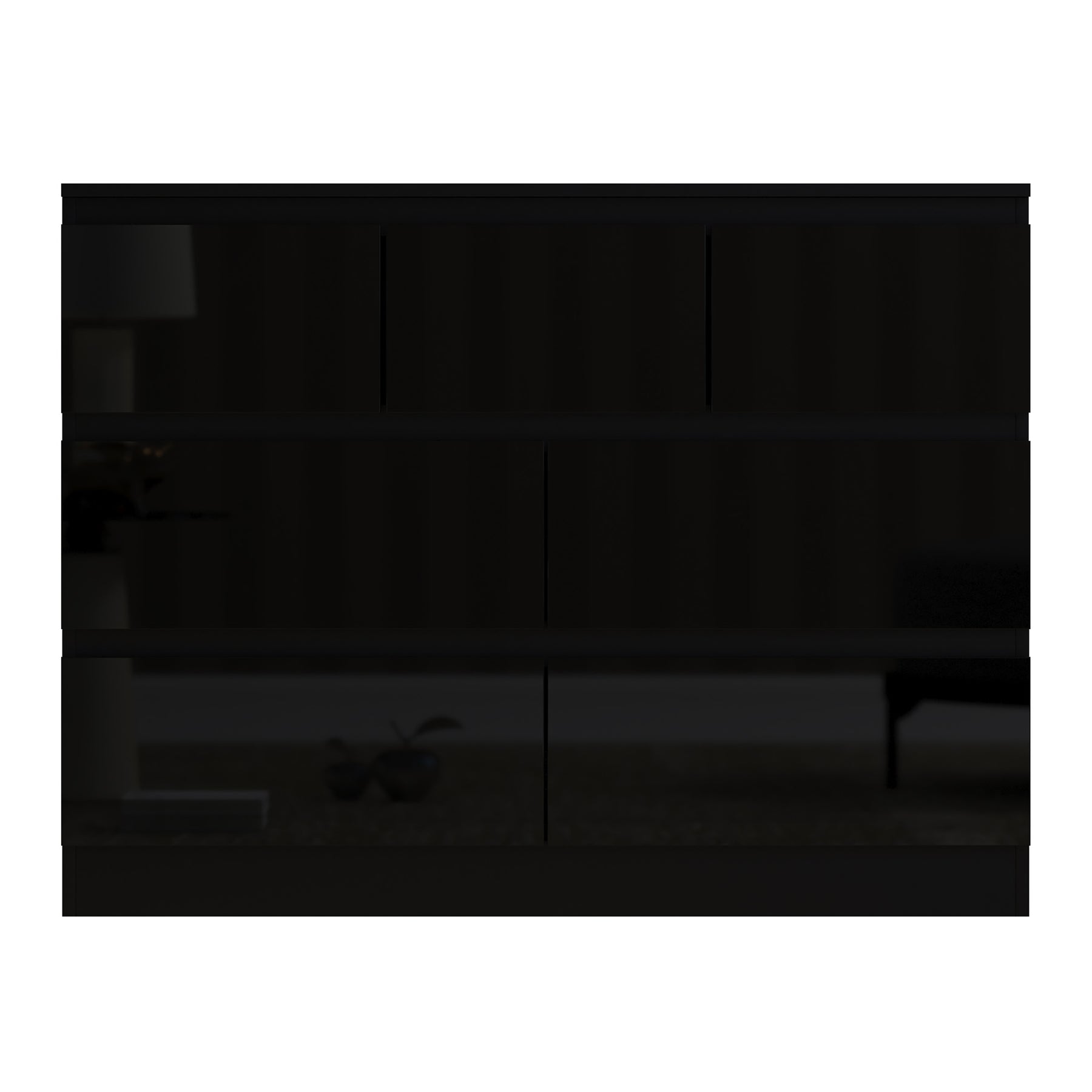 FWStyle Stora 7 Drawer Merchant Chest Of Drawers - Black Gloss Front