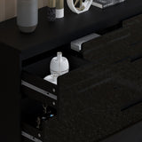 FWStyle Stora 7 Drawer Merchant Chest Of Drawers - Black Gloss Front