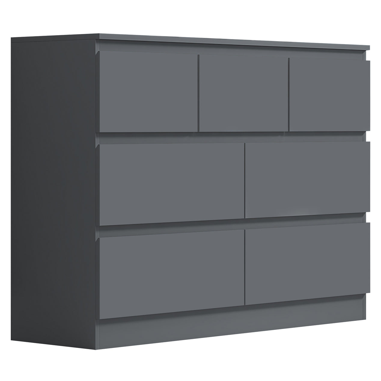 FWStyle Stora 7 Drawer Merchant Chest Of Drawers - Matt Dark Grey
