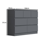 FWStyle Stora 7 Drawer Merchant Chest Of Drawers - Matt Dark Grey