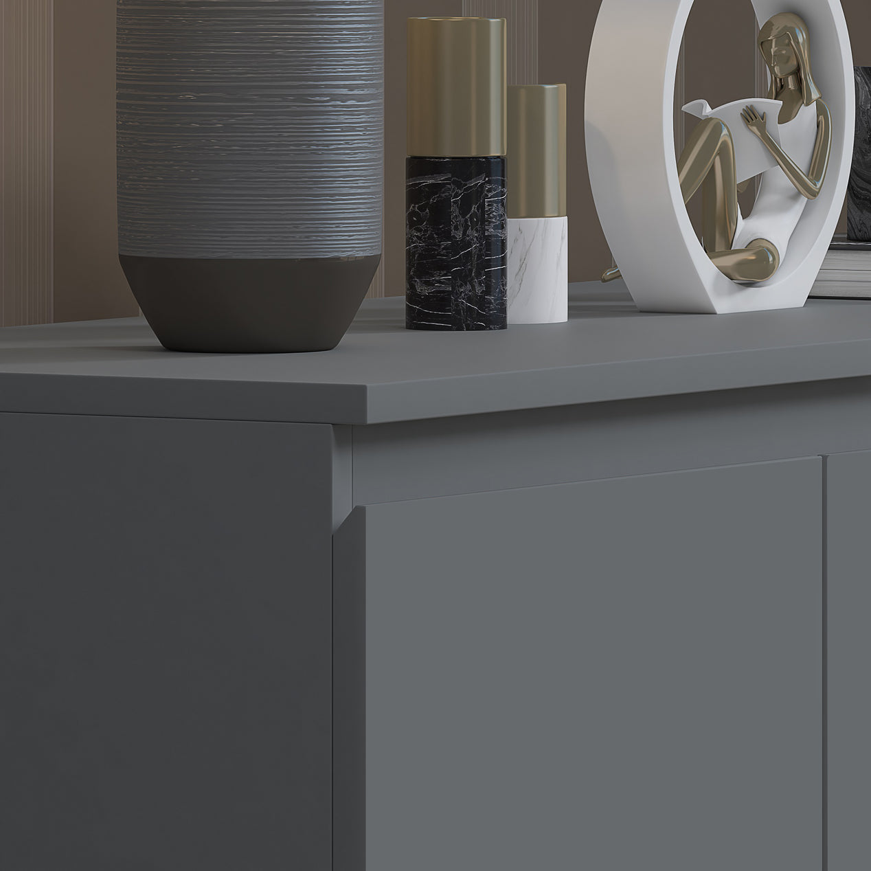 FWStyle Stora 7 Drawer Merchant Chest Of Drawers - Matt Dark Grey