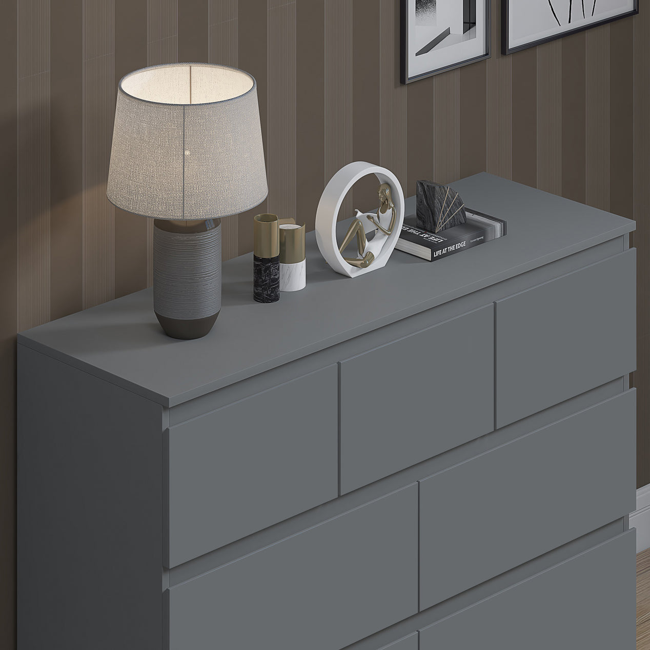 FWStyle Stora 7 Drawer Merchant Chest Of Drawers - Matt Dark Grey
