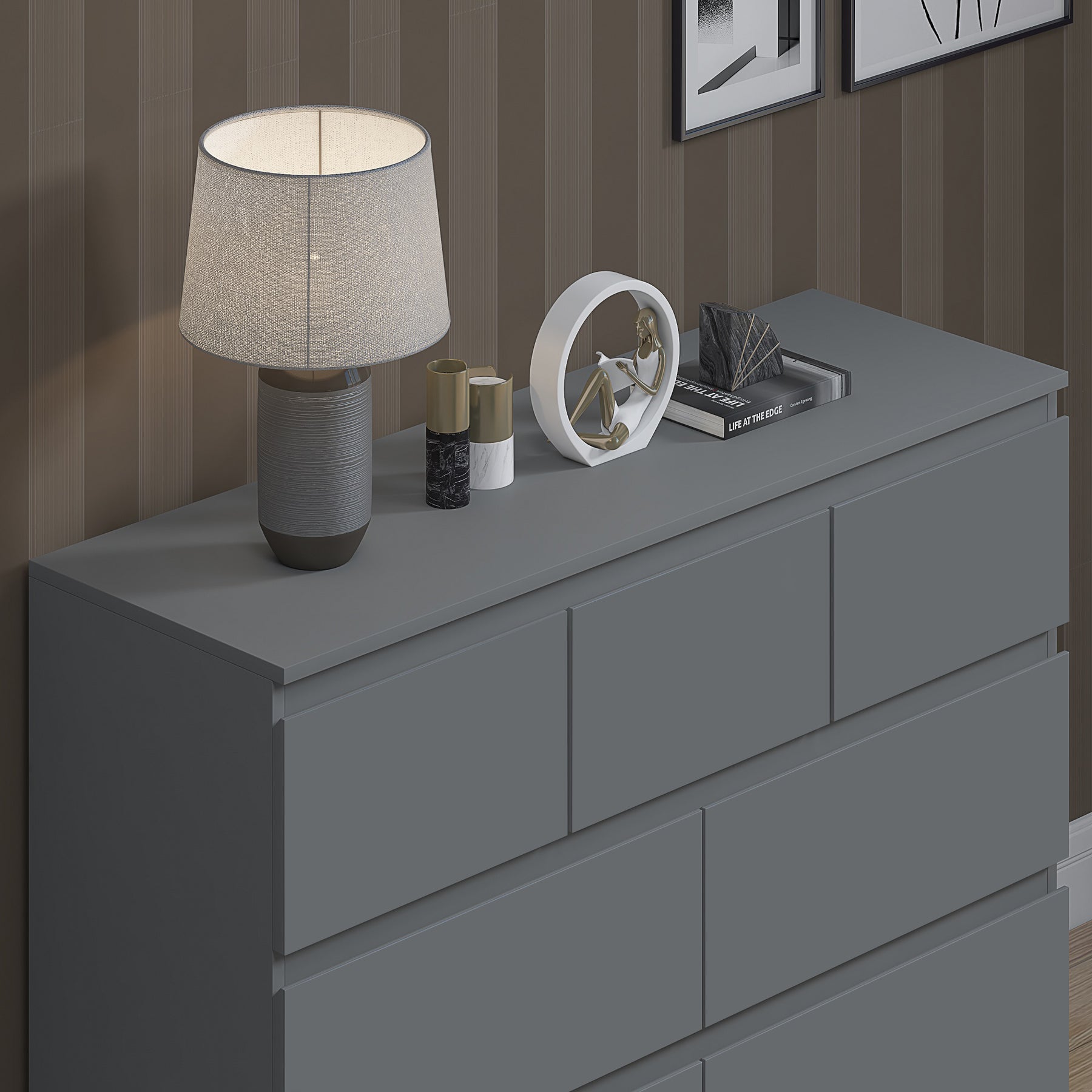 FWStyle Stora 7 Drawer Merchant Chest Of Drawers - Matt Dark Grey