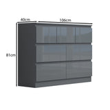 FWStyle Stora 7 Drawer Merchant Chest Of Drawers - Grey Gloss Front