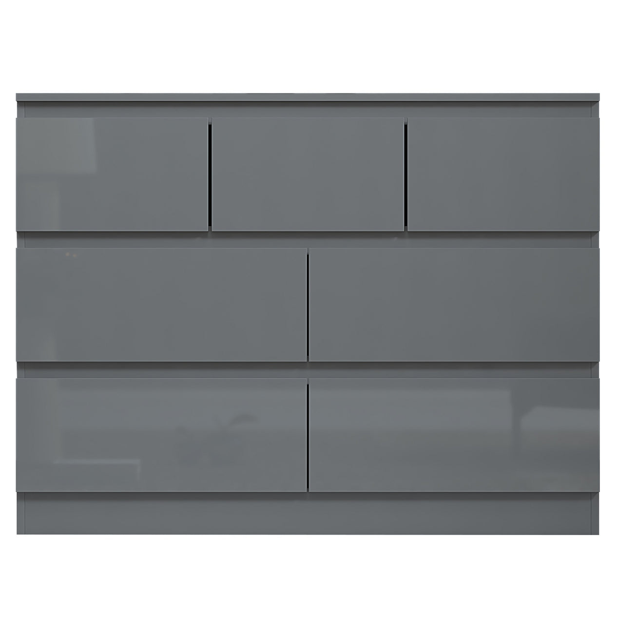 FWStyle Stora 7 Drawer Merchant Chest Of Drawers - Grey Gloss Front