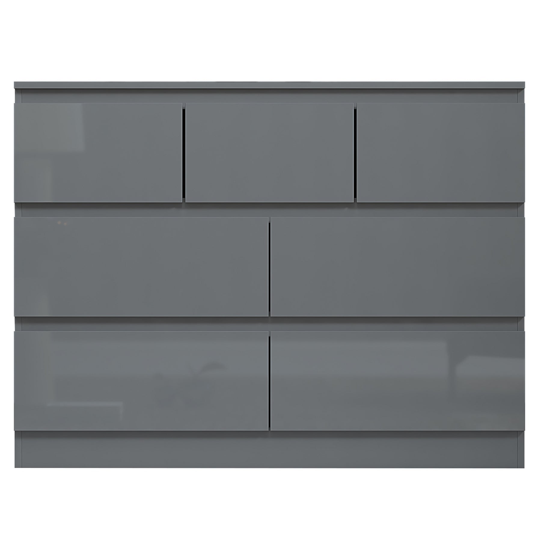 FWStyle Stora 7 Drawer Merchant Chest Of Drawers - Grey Gloss Front