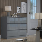FWStyle Stora 7 Drawer Merchant Chest Of Drawers - Grey Gloss Front