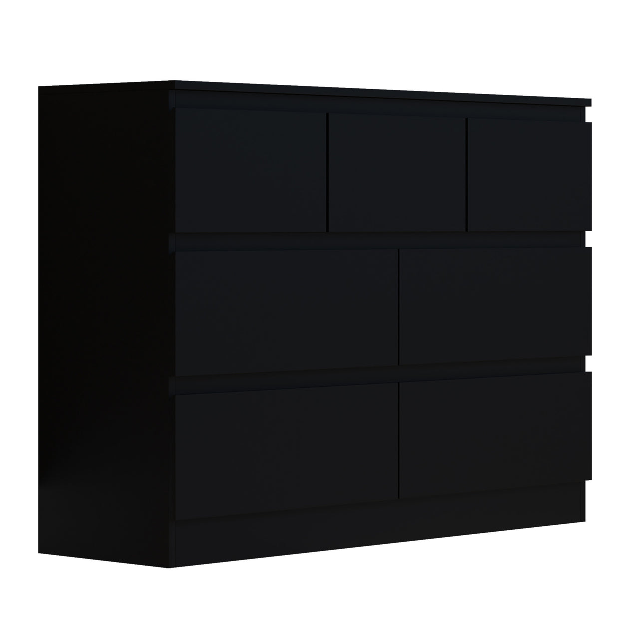 FWStyle Stora 7 Drawer Merchant Chest Of Drawers - Matt Black