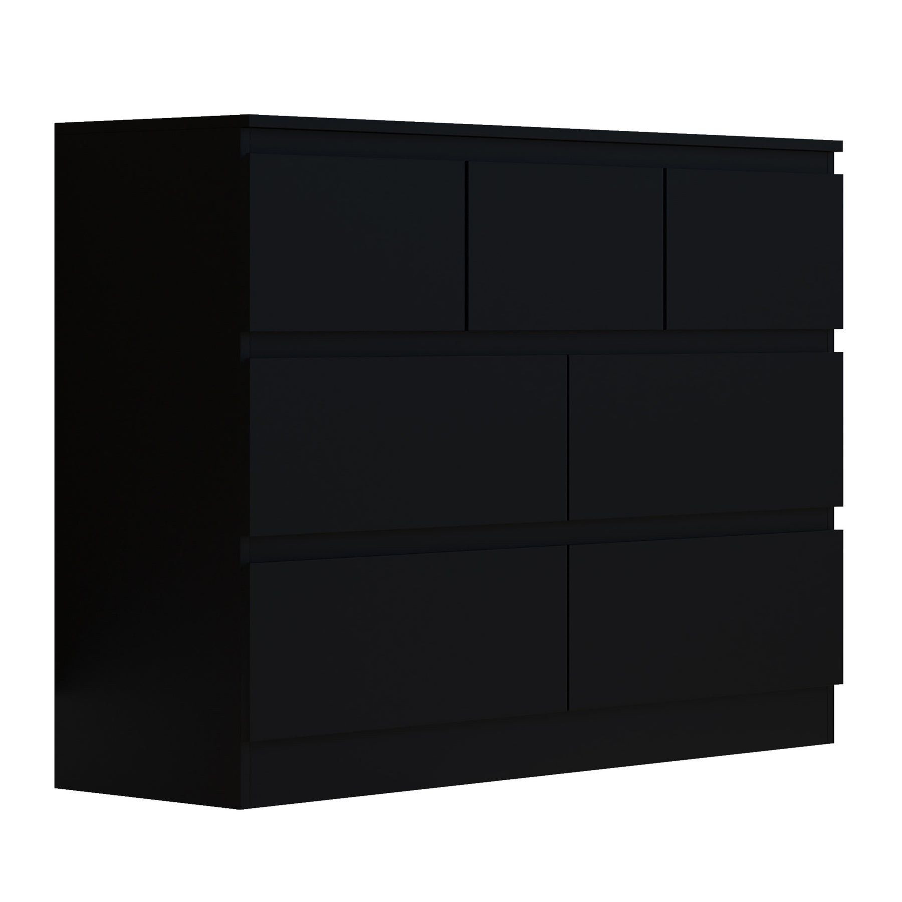 FWStyle Stora 7 Drawer Merchant Chest Of Drawers - Matt Black