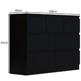 FWStyle Stora 7 Drawer Merchant Chest Of Drawers - Matt Black