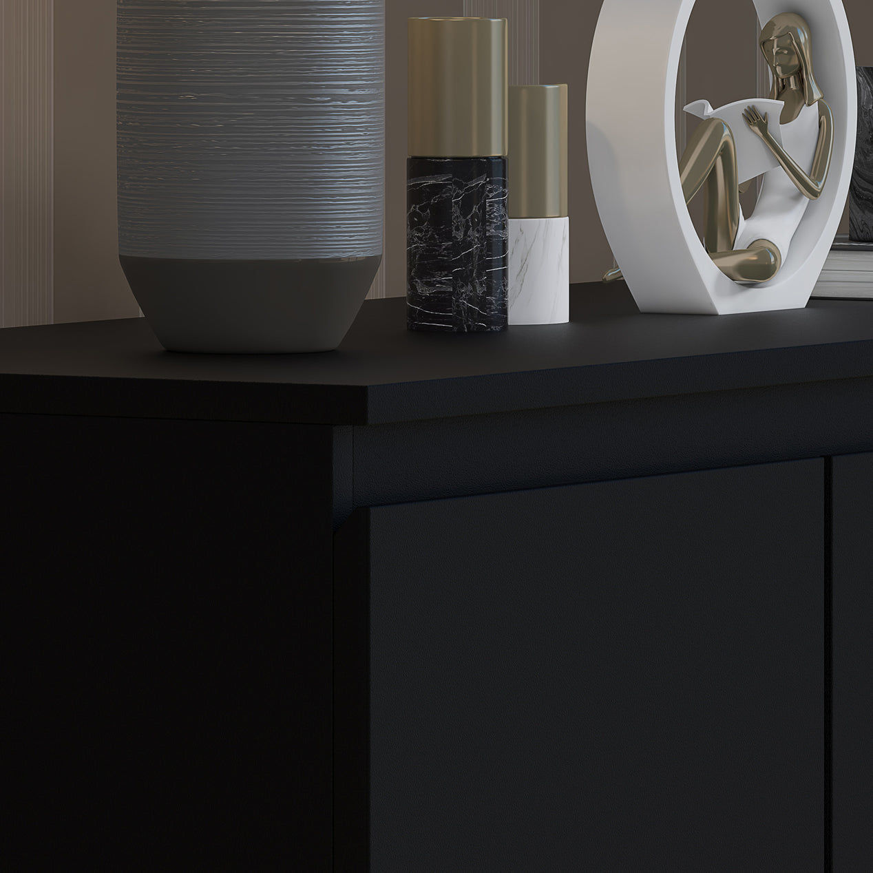 FWStyle Stora 7 Drawer Merchant Chest Of Drawers - Matt Black