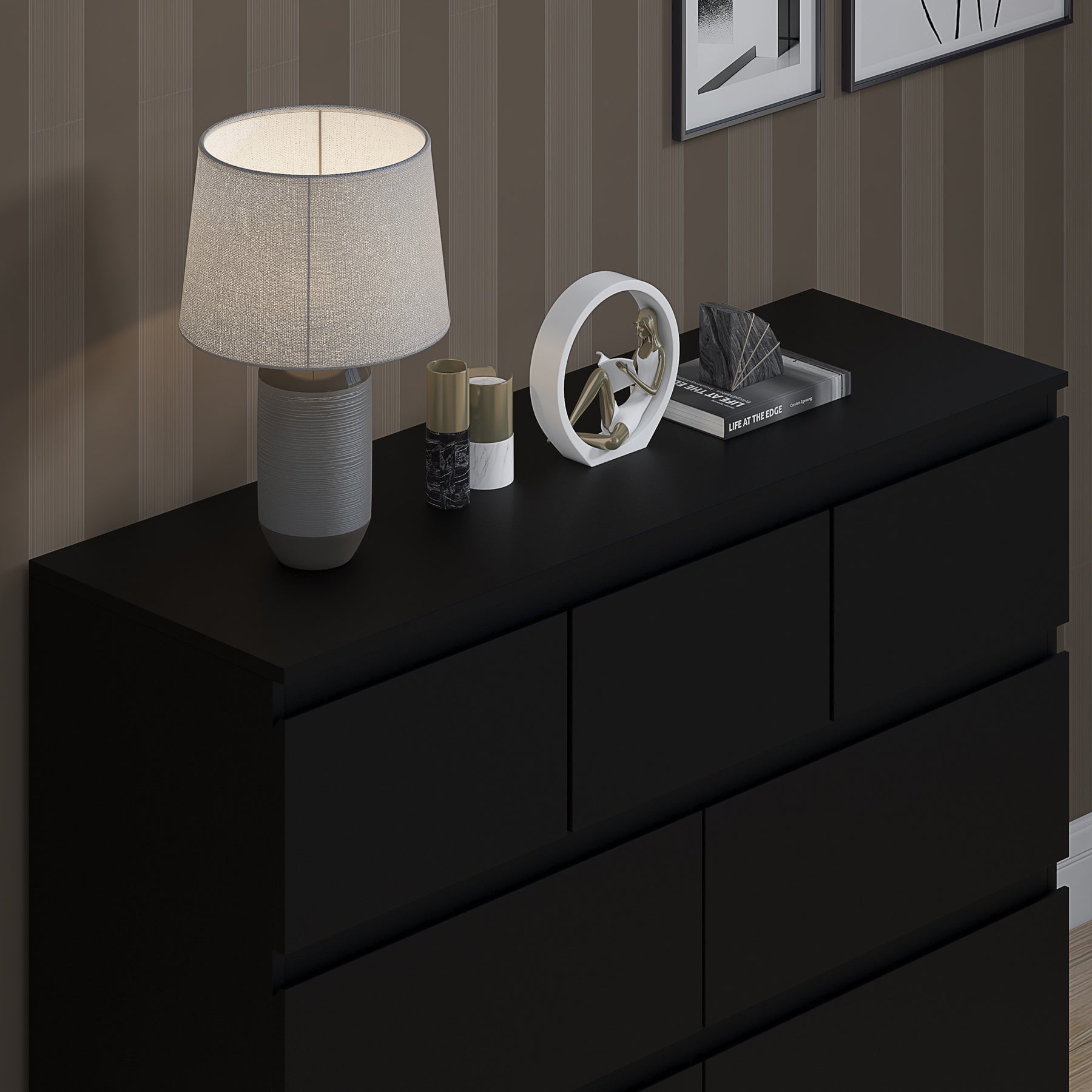 FWStyle Stora 7 Drawer Merchant Chest Of Drawers - Matt Black