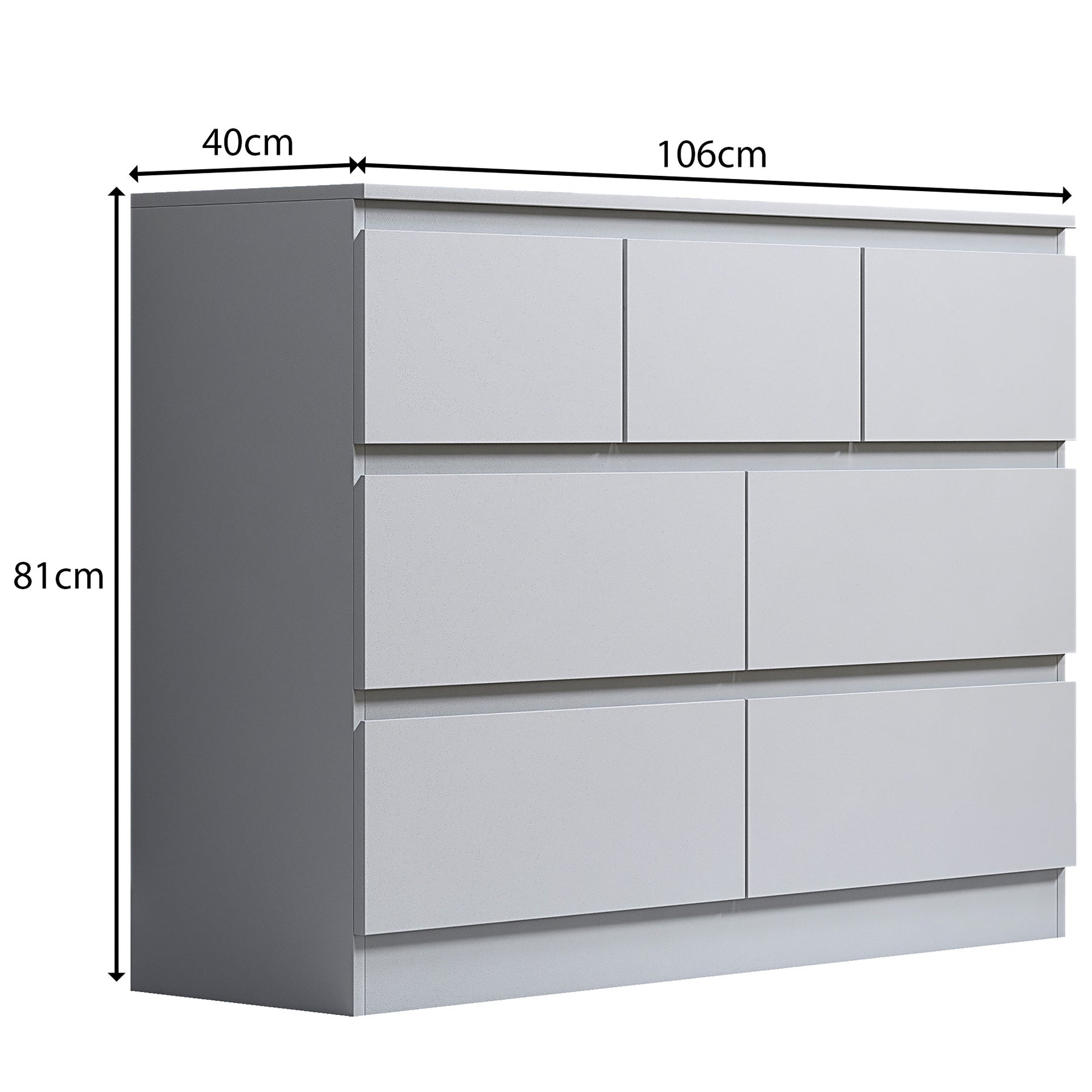 FWStyle Stora 7 Drawer Merchant Chest Of Drawers - Matt White