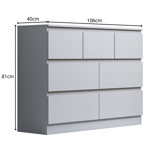 FWStyle Stora 7 Drawer Merchant Chest Of Drawers - Matt White