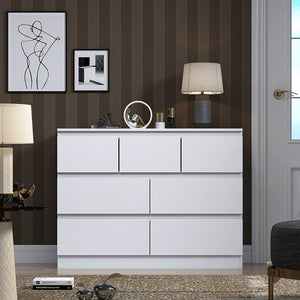 FWStyle Stora 7 Drawer Merchant Chest Of Drawers - Matt White