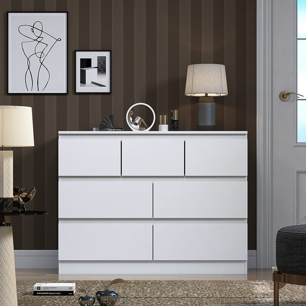 FWStyle Stora 7 Drawer Merchant Chest Of Drawers - Matt White