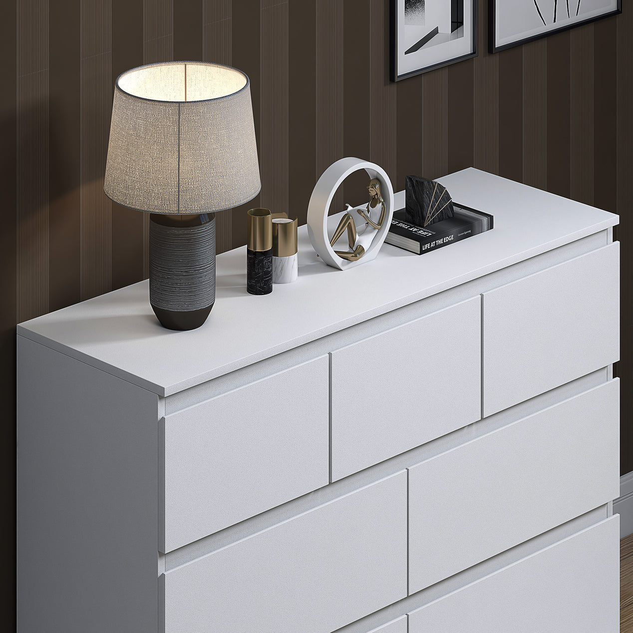 FWStyle Stora 7 Drawer Merchant Chest Of Drawers - Matt White