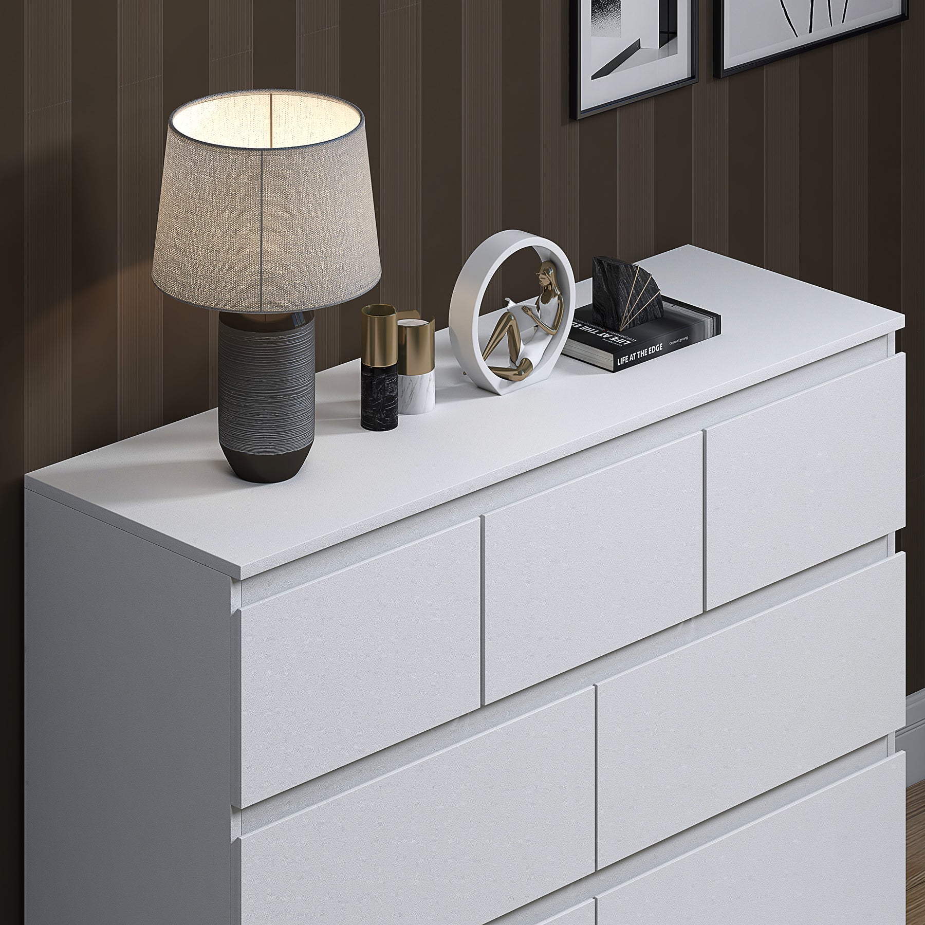 FWStyle Stora 7 Drawer Merchant Chest Of Drawers - Matt White
