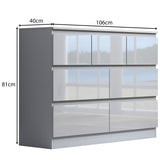 FWStyle Stora 7 Drawer Merchant Chest Of Drawers - White Gloss Front