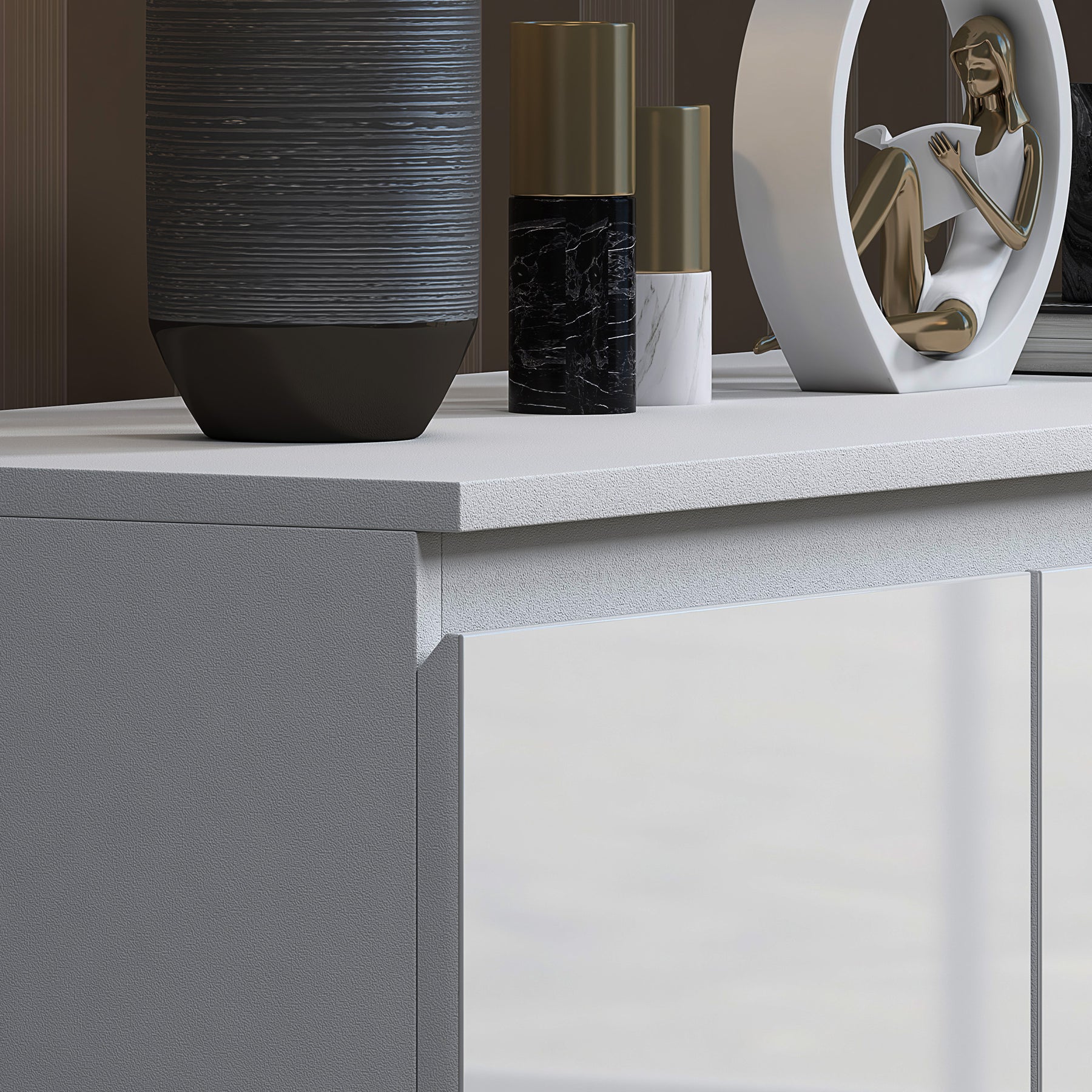 FWStyle Stora 7 Drawer Merchant Chest Of Drawers - White Gloss Front