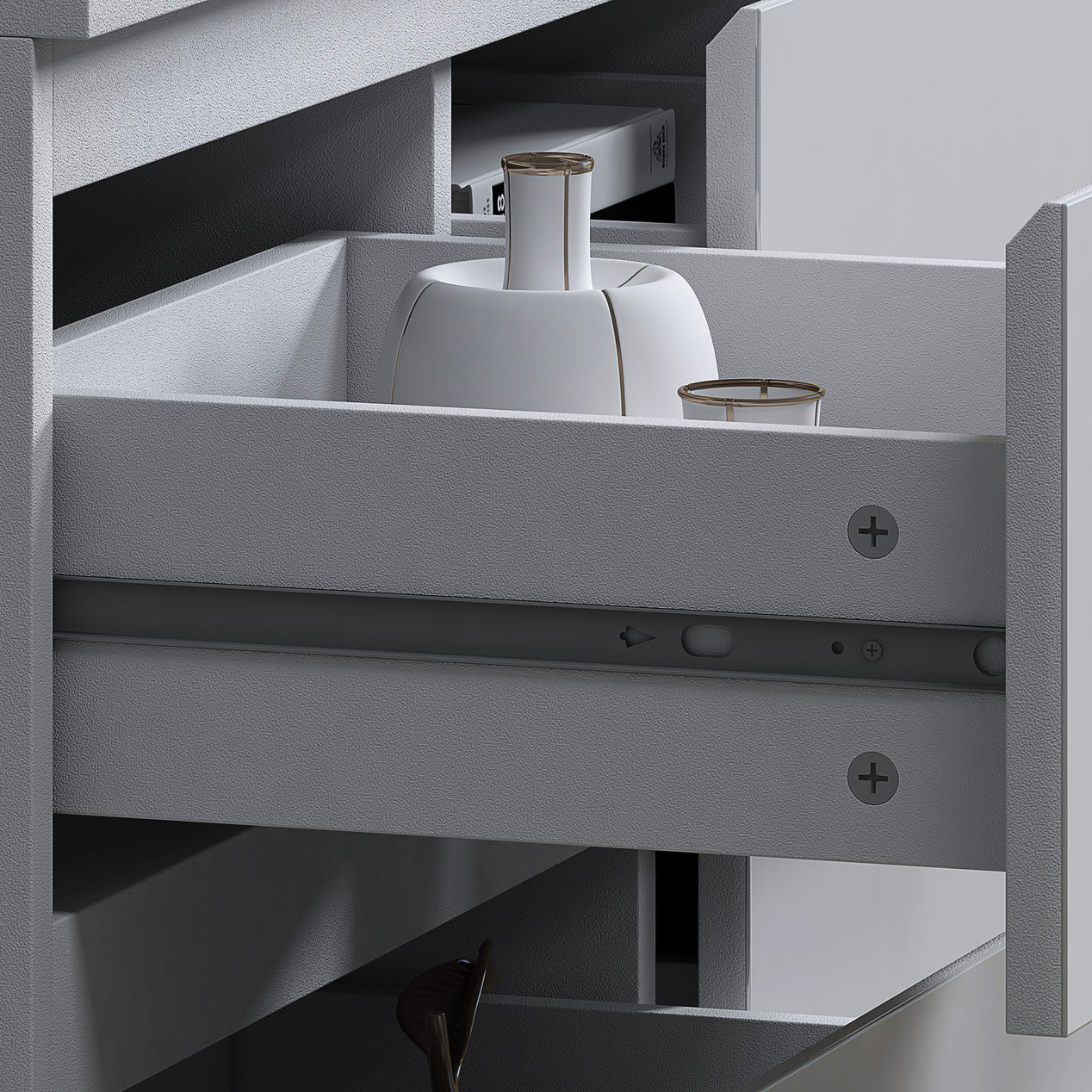 FWStyle Stora 7 Drawer Merchant Chest Of Drawers - White Gloss Front